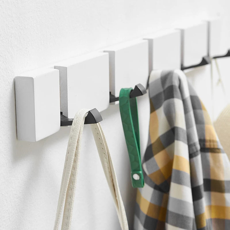 Invisible Flip-Down Wooden Coat Rack (White)