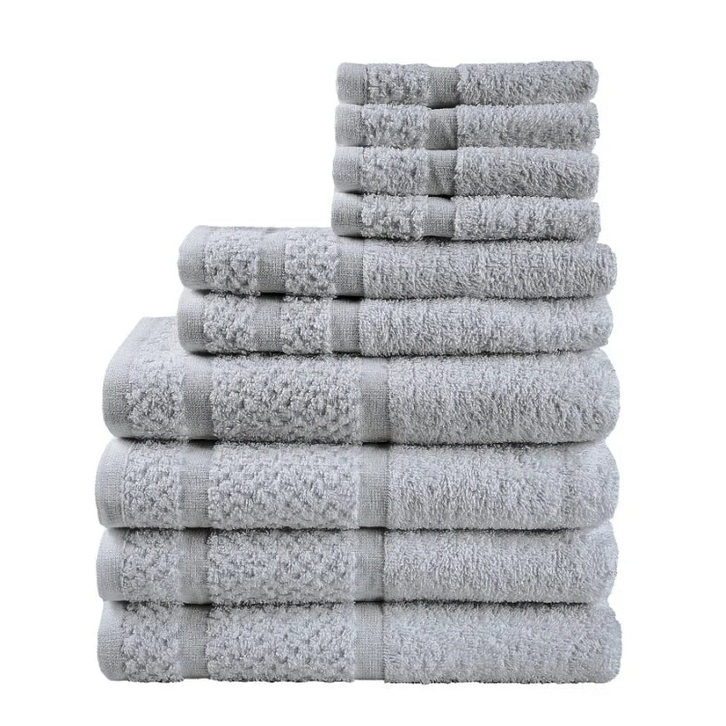 Towel Set 10-Piece Ultra-Soft Durable Absorbent Bathroom Towel (Gray)