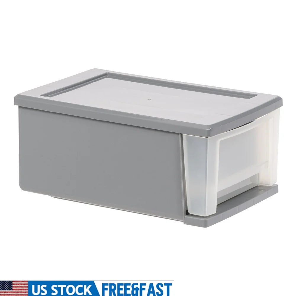 Stackable Plastic Storage Bins 7QT Modular Drawers Organizer