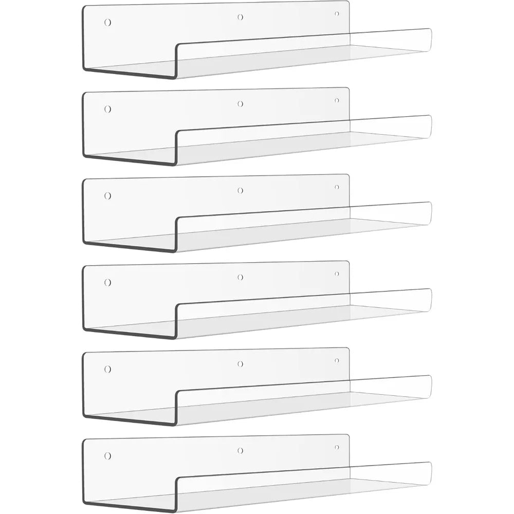 6 Pack Floating Acrylic Wall Shelves 15"