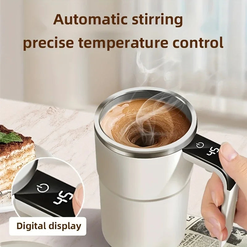 Smart Self-Stirring Coffee Mug with LED Temperature Display (White)