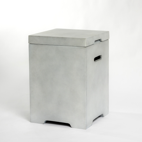 Outdoor Propane Tank Hideaway Table Light Gray Side Handles