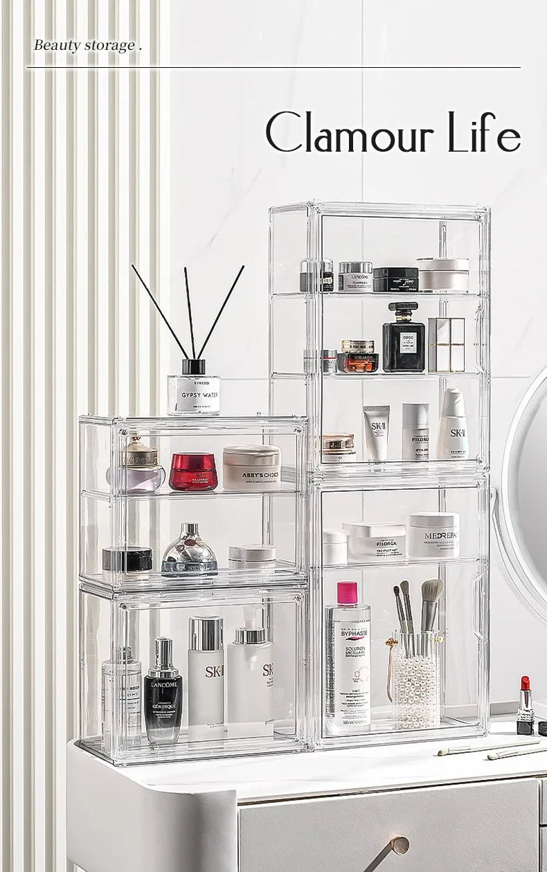 Clear Dustproof Makeup Organizer Layered Storage (Large)