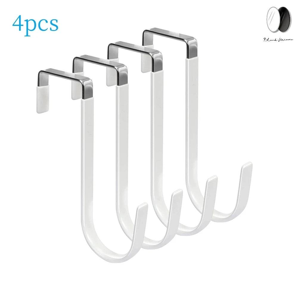 4PCS Rubber Over Door Hooks Rubber Grip Towel Coat Organizer (White)