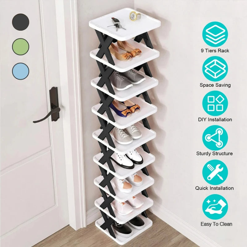 Detachable Multi Layer Shoe Rack Storage Organizer 9-Tier (Black)