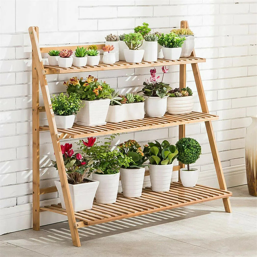 Folding Display Ladder Shelf Indoor Outdoor Garden Rack and Storage Holder