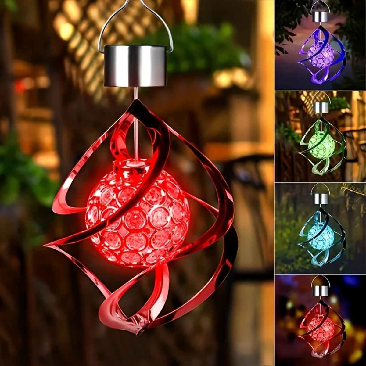 Solar Wind Spinner Chime with Color Changing LED Light for Outdoor Garden Decor