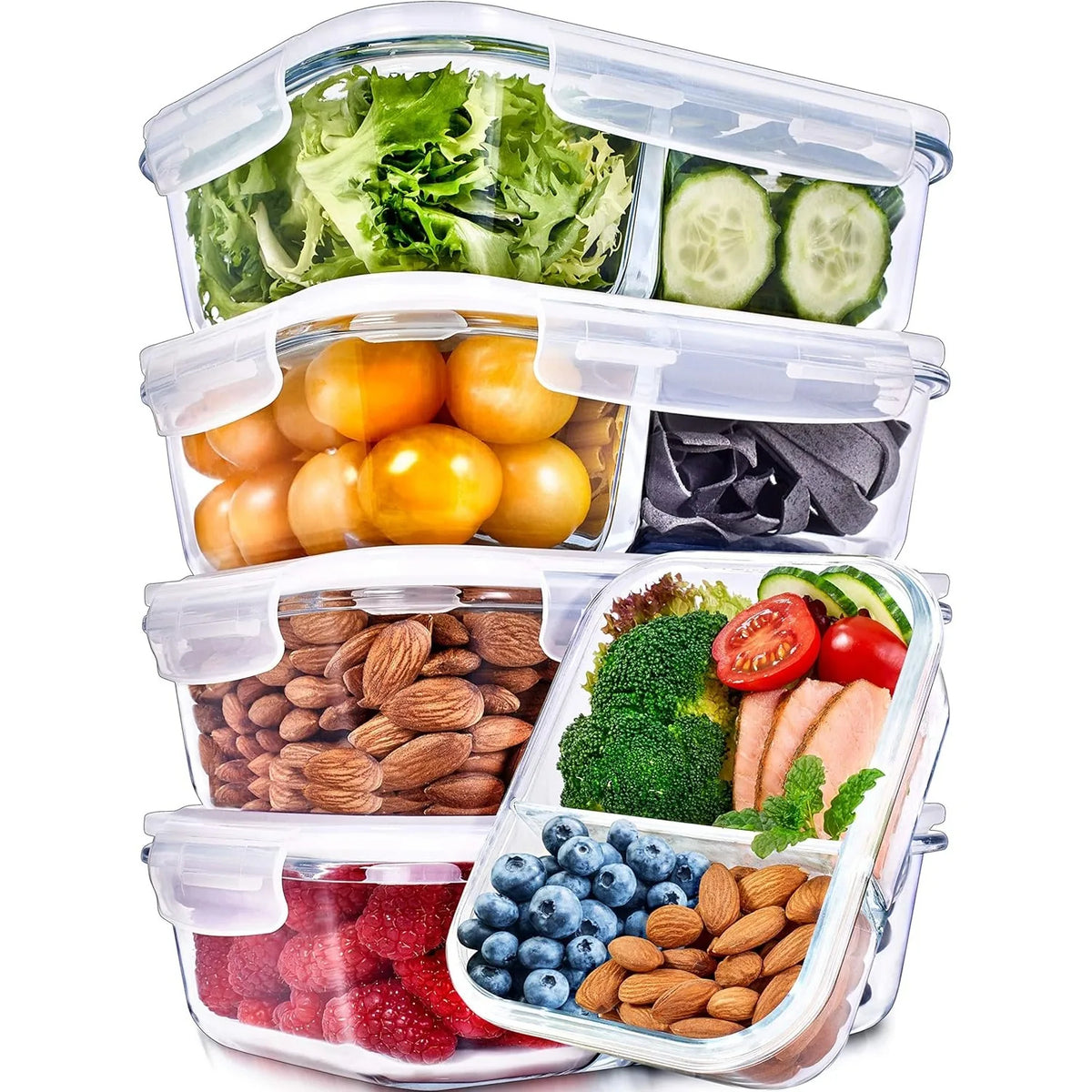 Durable Glass Food Storage Containers 5-Pack 36 Oz
