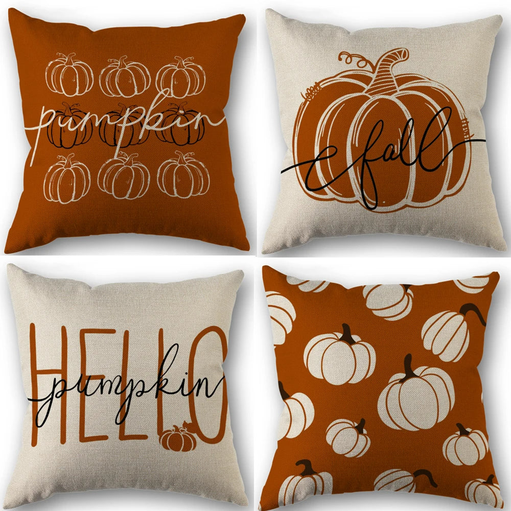 4PCS Thanksgiving Decor Pillow Covers 18" (No Pillow Core Included)