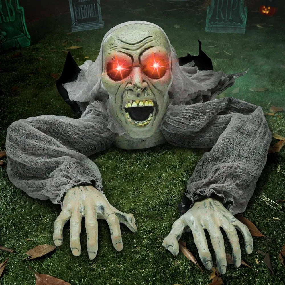 Halloween Groundbreaker Zombie Decoration with Sound and Flashing Eyes – Indoor &amp; Outdoor Yard Prop