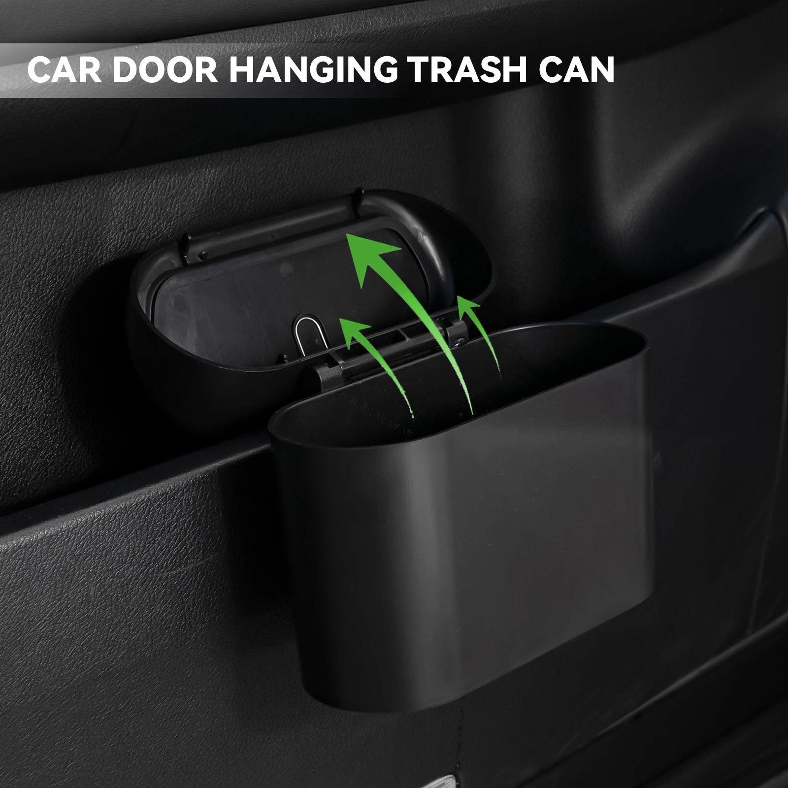 Mini Car Trash Can with Flip Lid Waterproof Hanging Garbage Bin
