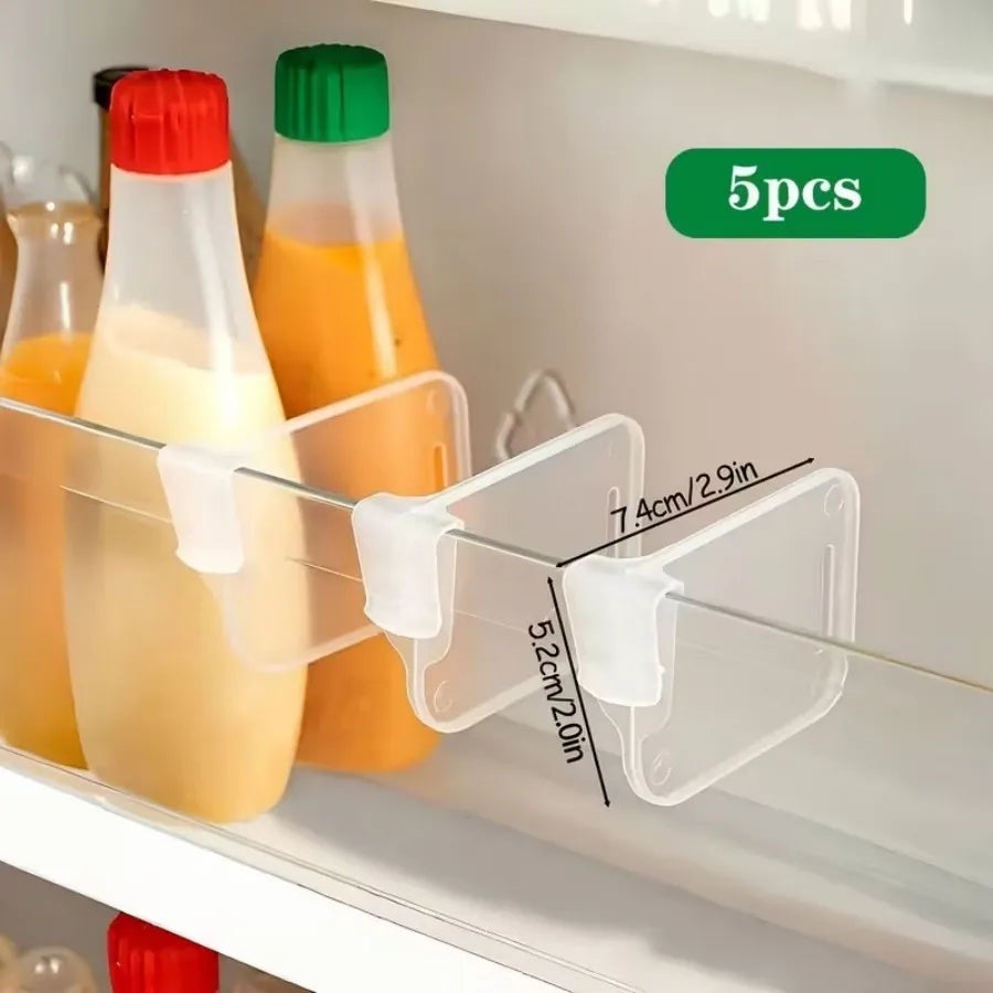 5-Pack Refrigerator Shelf Dividers Snap-On Adjustable Fridge Organizer