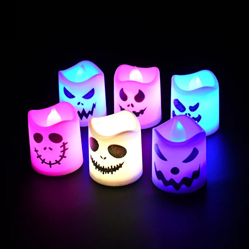 6pcs Halloween LED Ghost Pumpkin Candle Lights for Home Decor