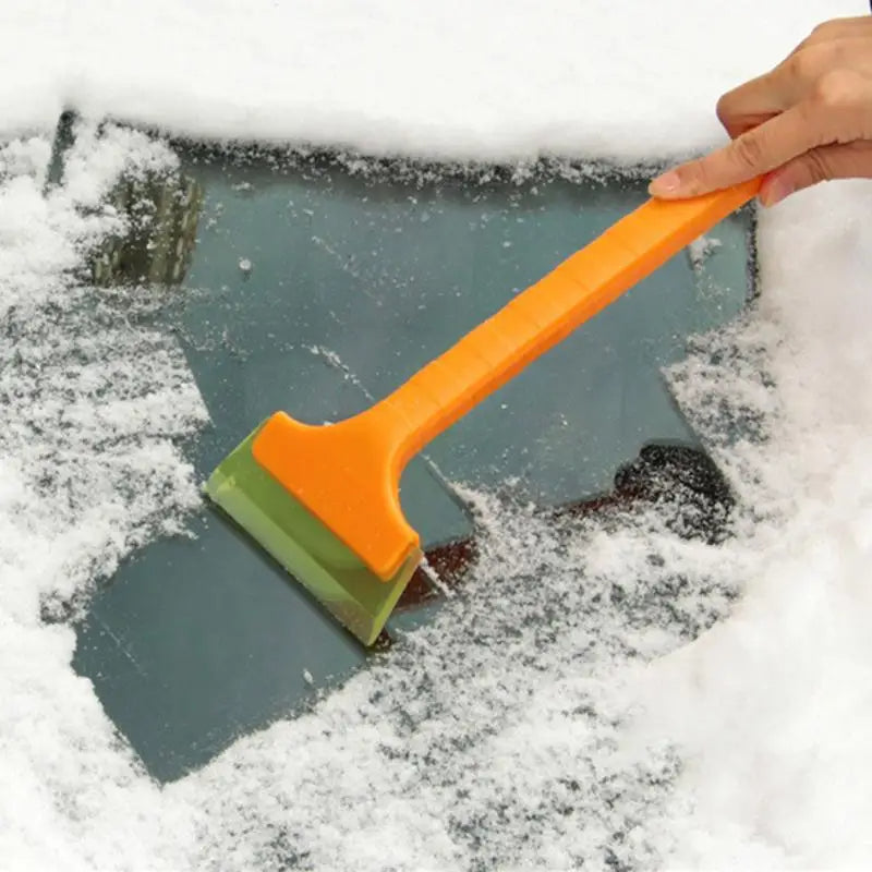 Vehicle Windshield Ice Scraper with Ergonomic Long Handle (Yellow)