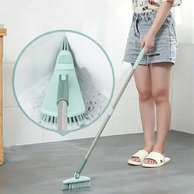 Long Handle Hard Bristle Triangular Floor Brush (Blue)
