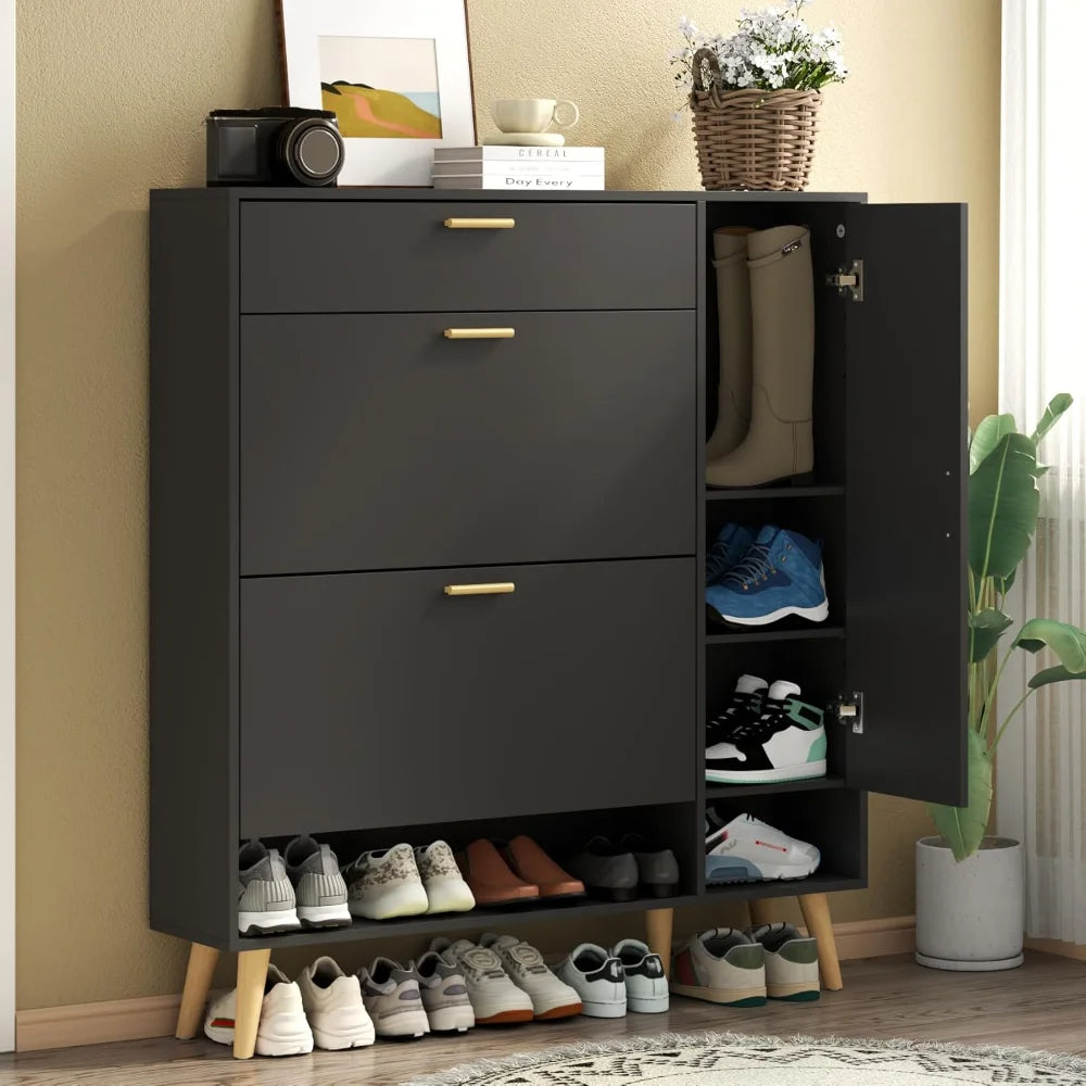 Entryway Shoe Storage Cabinet with Flip Drawers