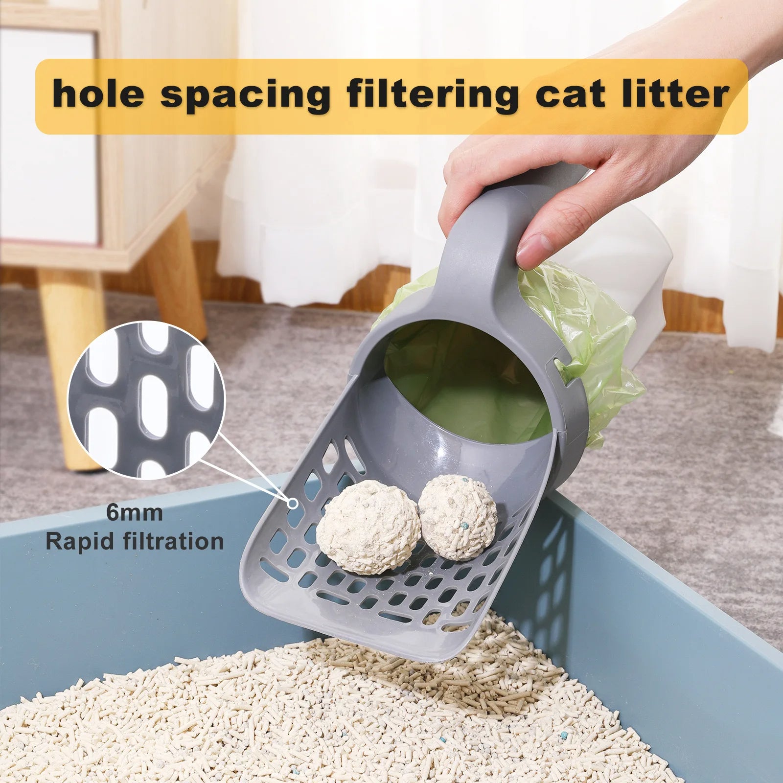 Pet Poop Bags Cat Litter Shovel Scoop with Refill Bag Filter