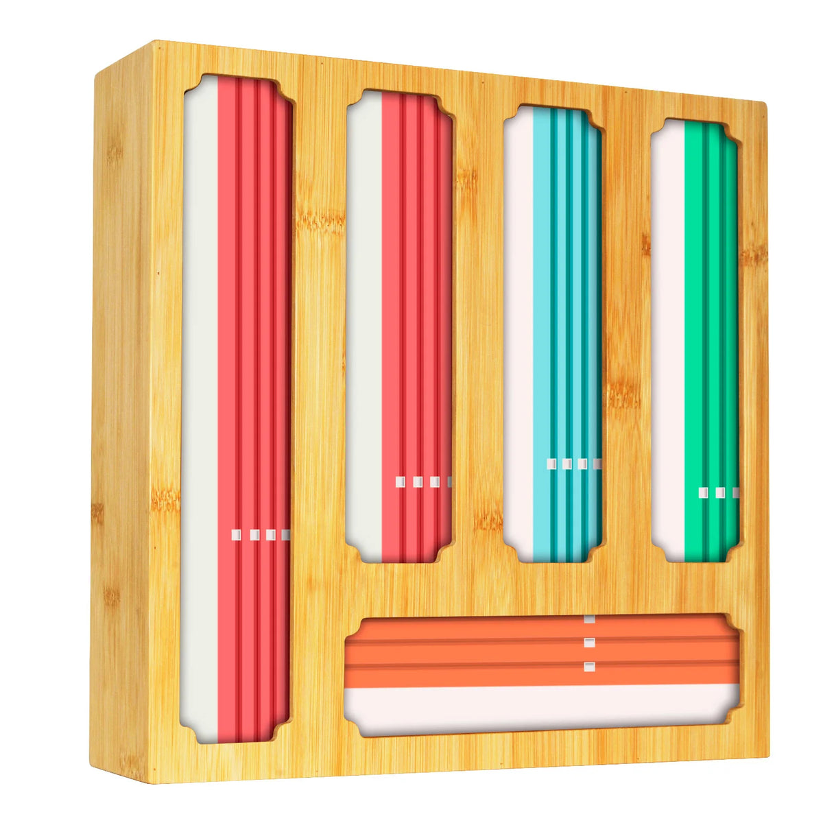 Bamboo Food Storage Bag Organizer for Kitchen Drawers