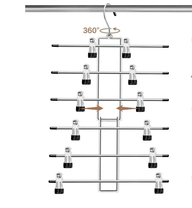 Multilayer Metal Folding Pants Skirt Rack Space-Saving Hanger for Closets