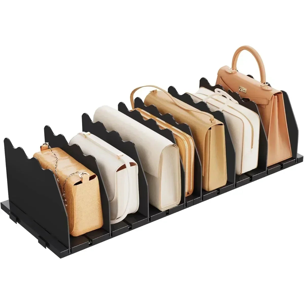 Adjustable Shelf Dividers for Closet Organization Handbag Separators Purse Organizer (Black)