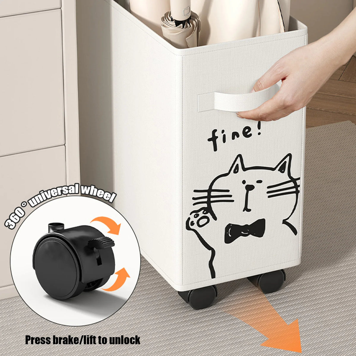 Foldable Multipurpose Organizer Cart with Wheels (Cream White)