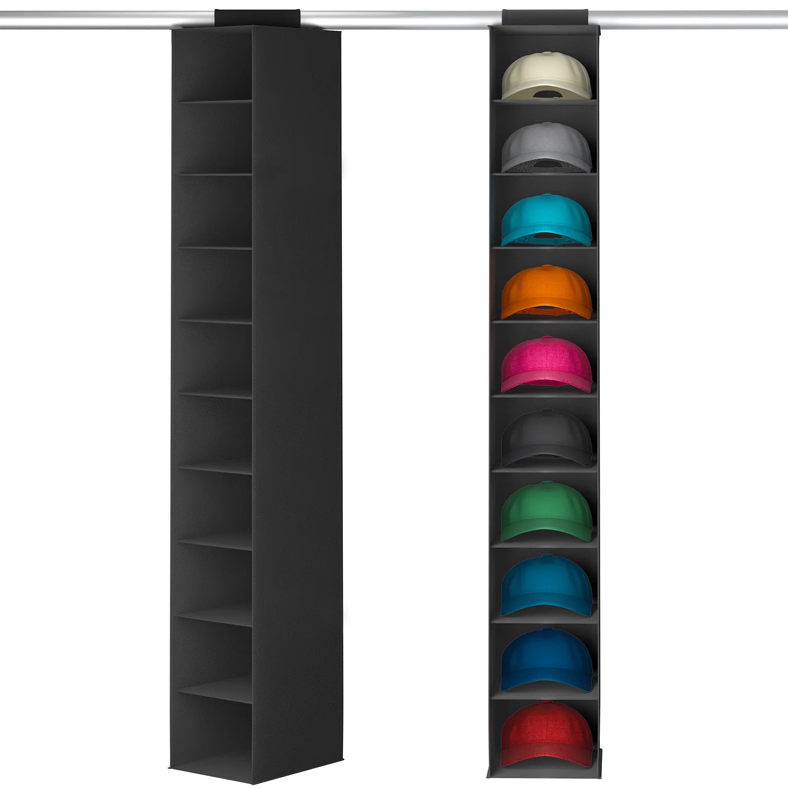 Hat Organizer for Baseball Caps 1-Pack Hat Rack Hanging Storage (Black)