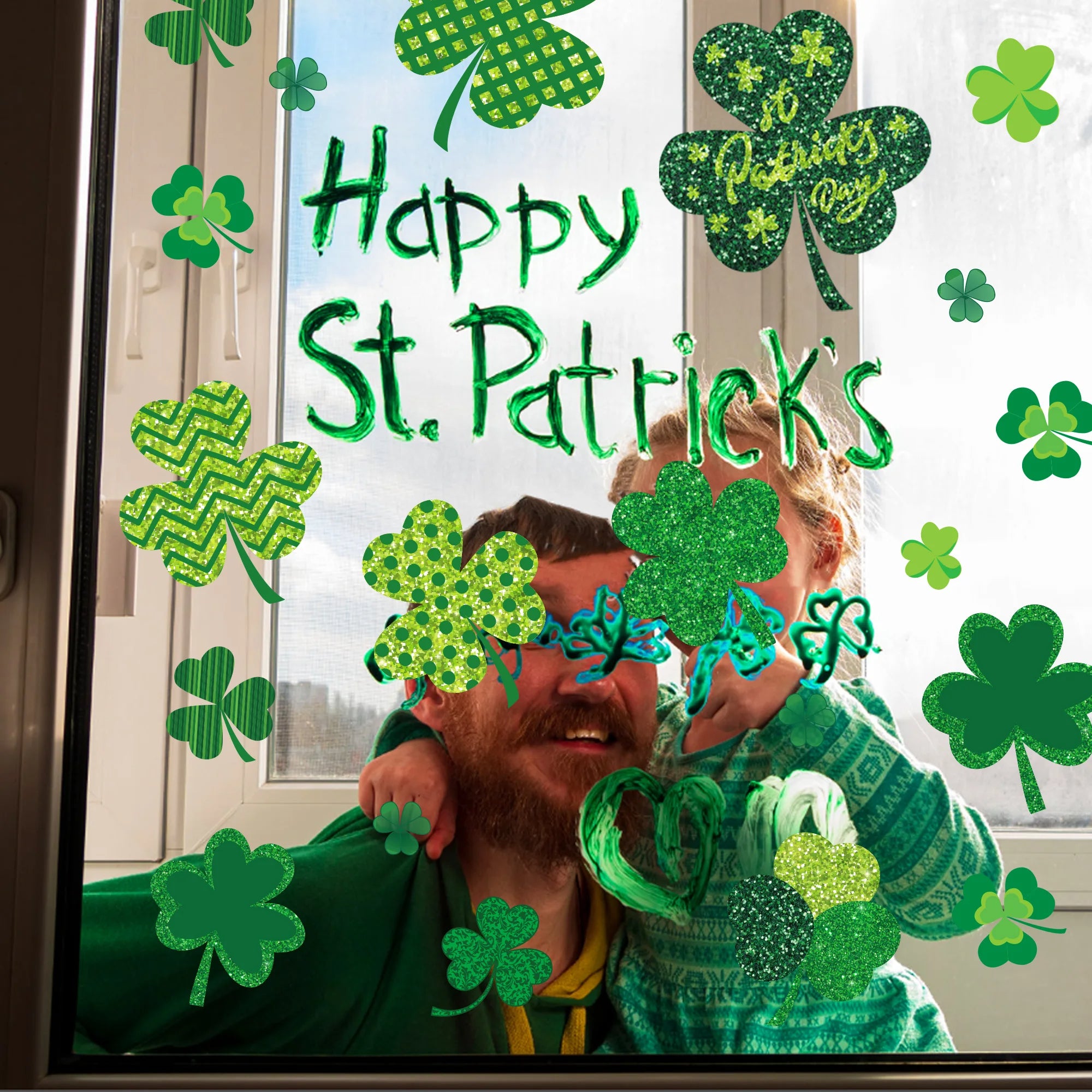 8 Sheets Window Static Stickers for St Patrick's Day Decoration