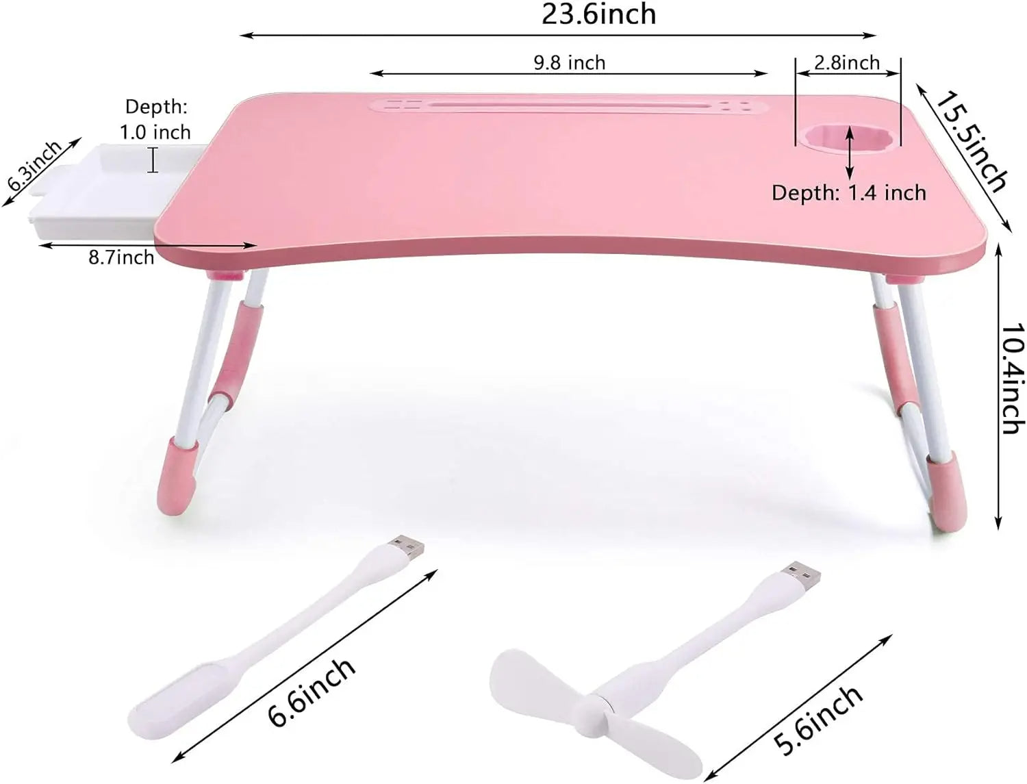 Portable Laptop Bed Table Foldable Desk (Pink)