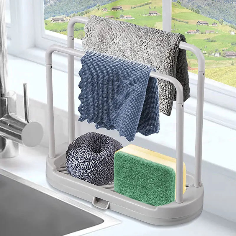 Multipurpose Detachable Sink Caddy Dishcloth Hanger (White)