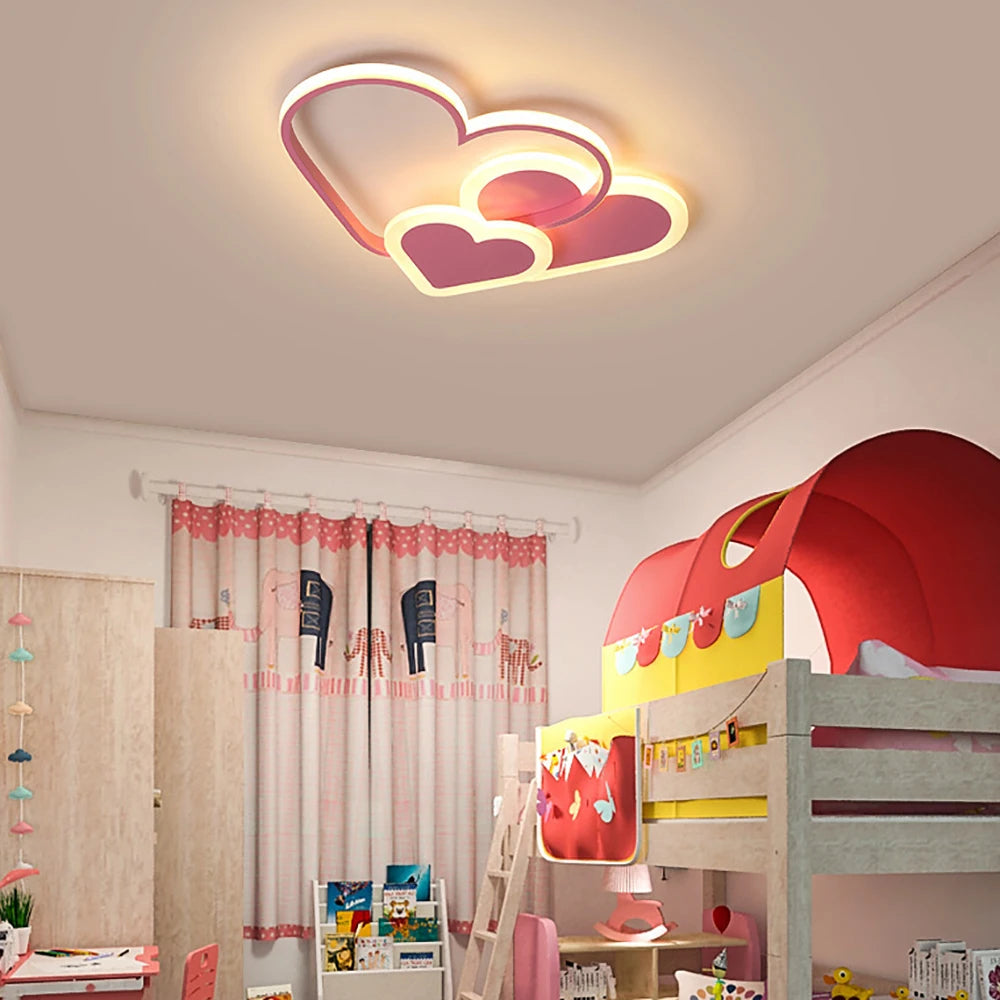 Aesthetic Heart Spotlight Kawaii Style LED Ceiling Lamp for Bedroom