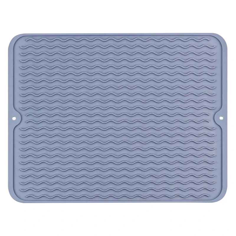 Large Silicone Dish Draining Mat for Kitchen Counter, Gray (40x30CM)