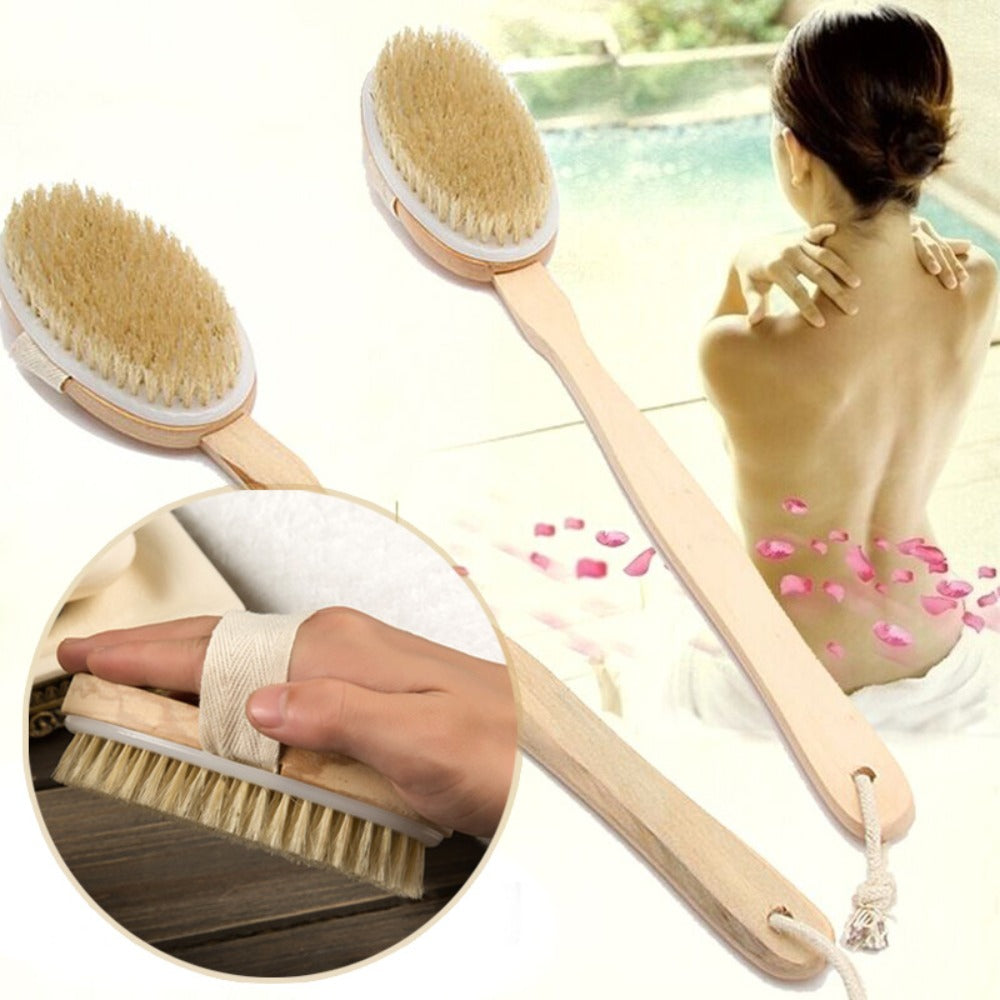 Wooden Detachable Long Handle Shower Body Brush, 1 Piece