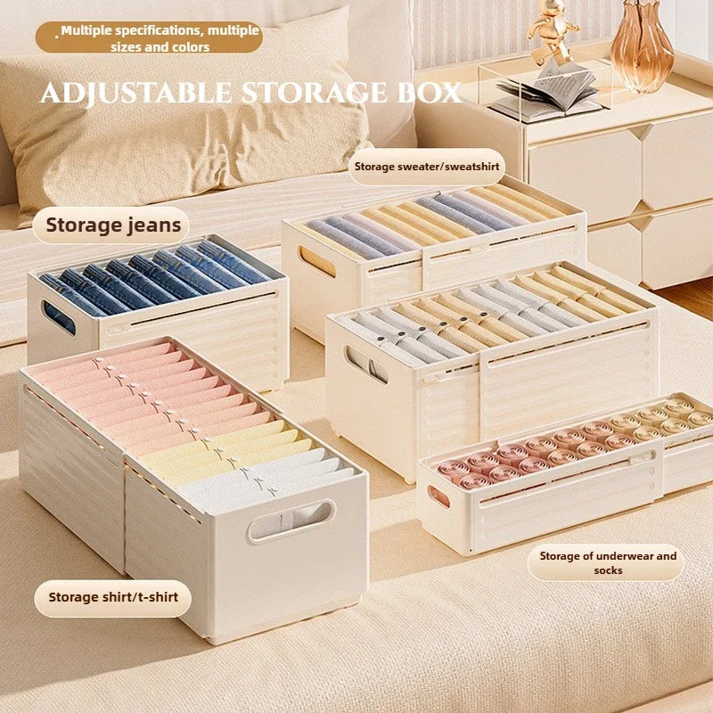 Adjustable Closet Clothes Drawer Organizer Multipurpose Storage Bins