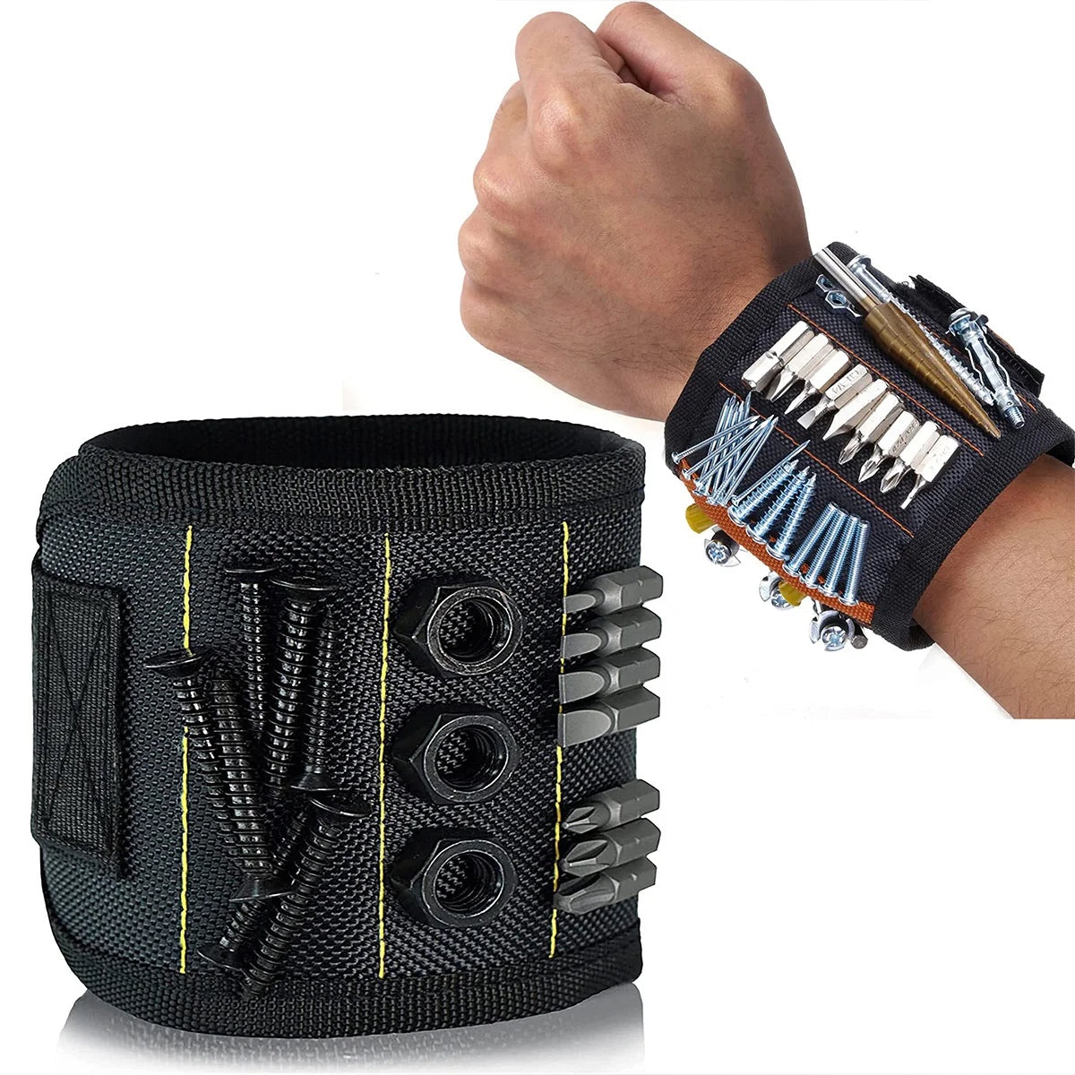 Magnetic Wristband Magnetic Tool Belt for Home Improvement (Black)