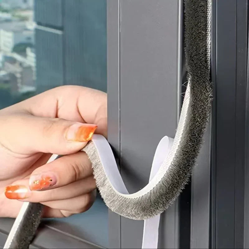 Door Window Sealing Strip 10M Self-Adhesive Brush Weatherstripping for Windproof