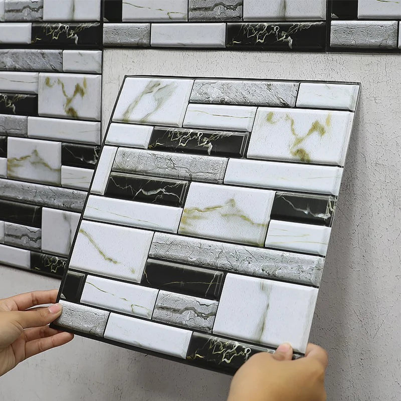 3D PVC Self-Adhesive Tile Stickers 20PC Waterproof Kitchen & Bathroom Wall Decor