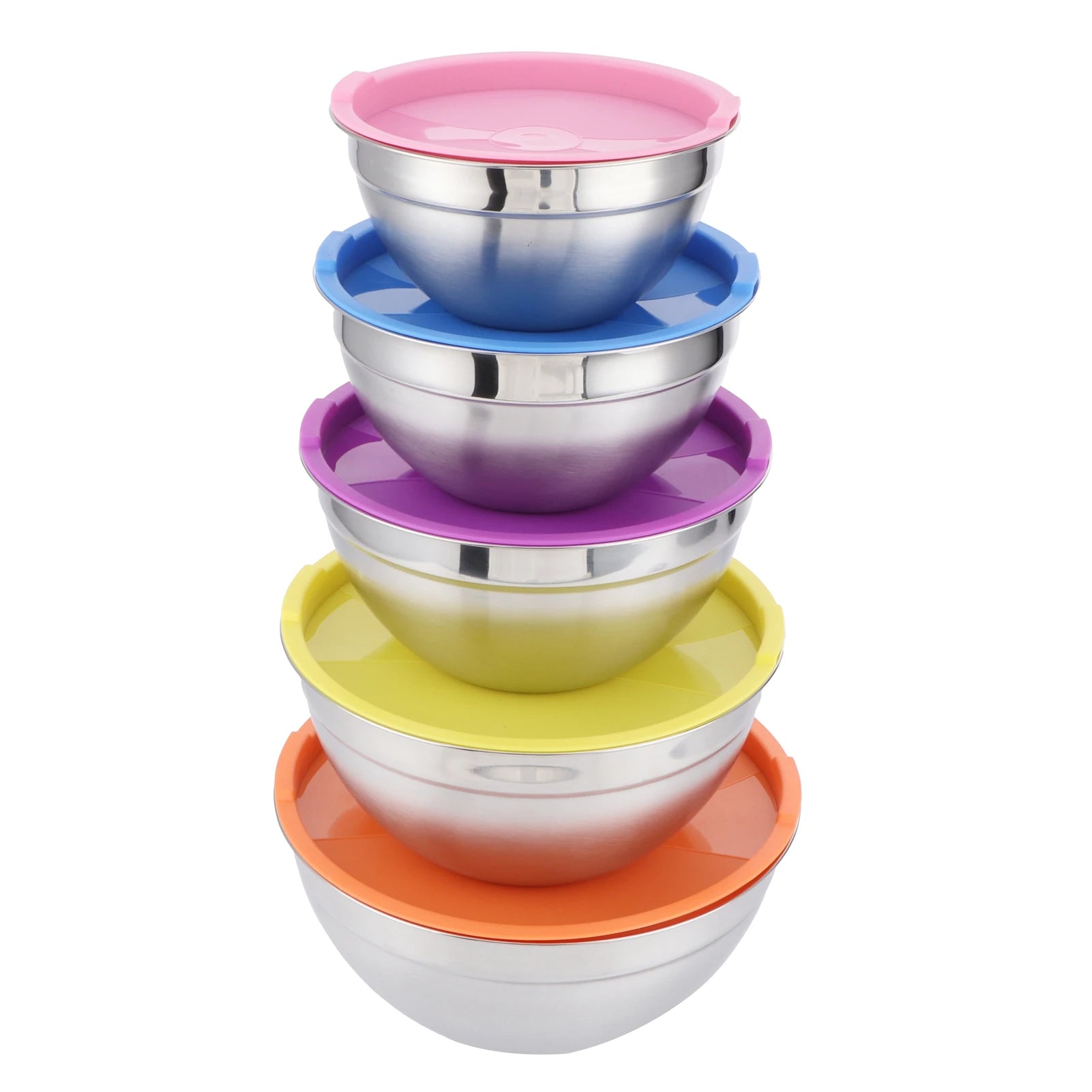 Food Storage Bowls 5-Piece Stainless Steel Set with Lids