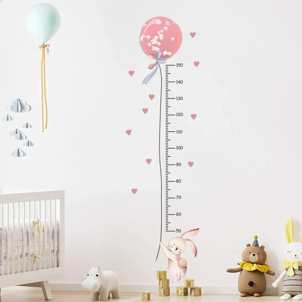 Cartoon Cute Balloon Height Measurement 2Pcs Wall Stickers