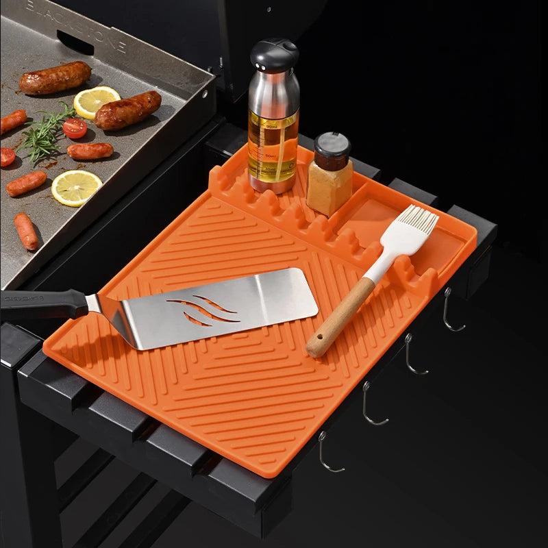 BBQ Grill Accessories Griddle Mat Counter Mat for Outdoor Grills (Orange)