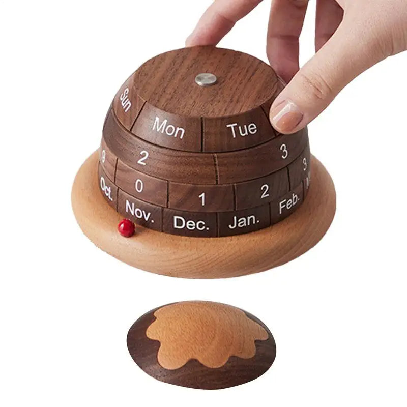 Reusable Wood Desk Calendar with Planet Design