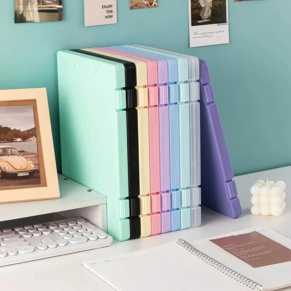 Folder Storage Box Hard Shell Design Desktop Organizer (Blue)