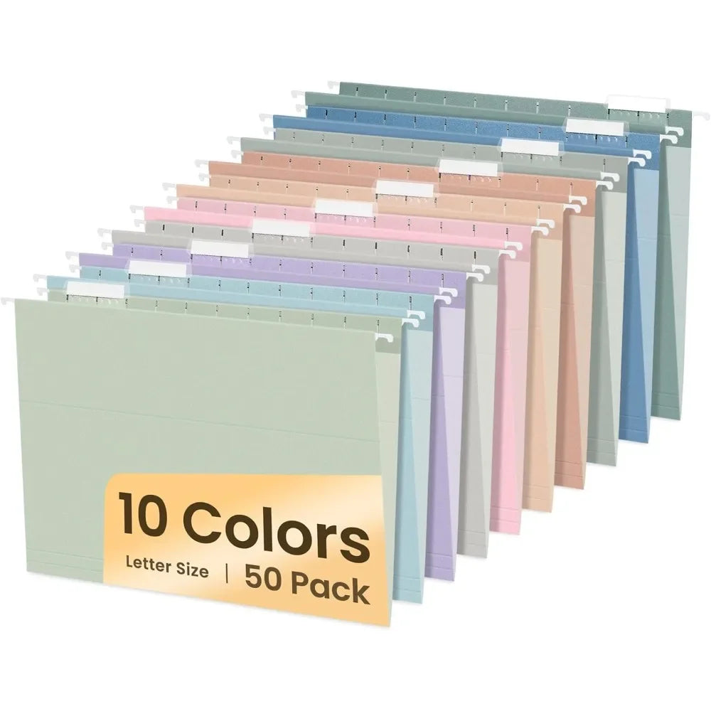 Letter-Size Hanging File Folders 50-Pack (Assorted Colors)