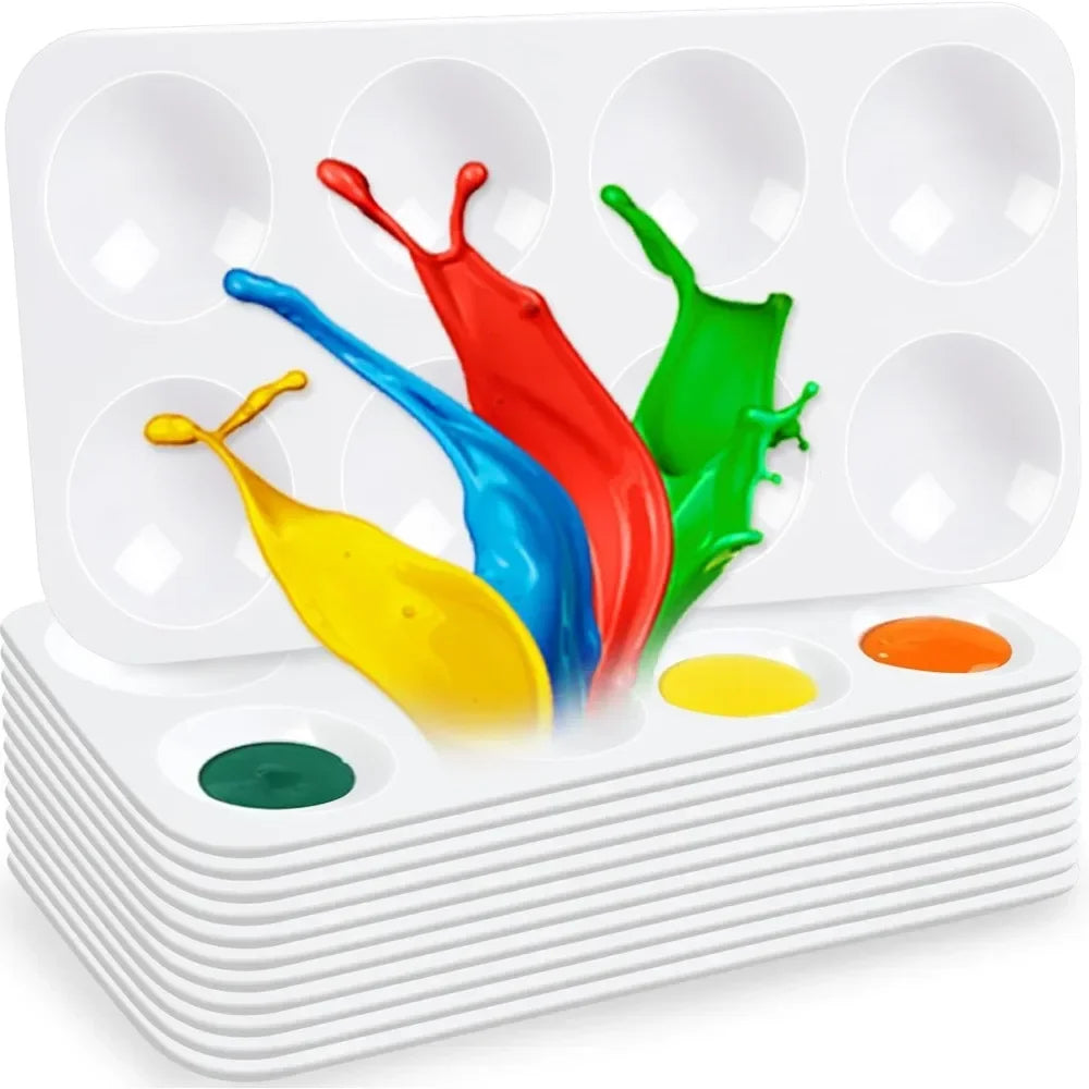 12-Pack White Plastic Paint Palettes for Kids
