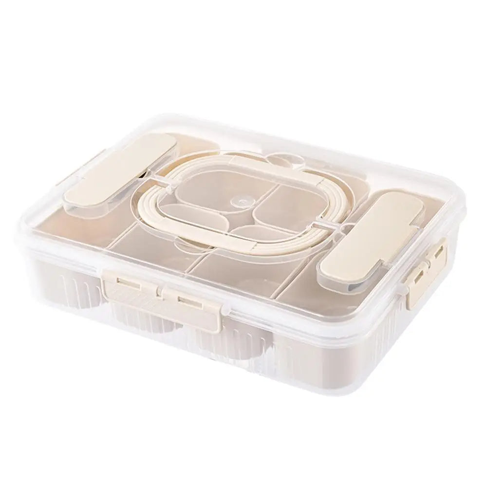 Lunch Box Snackle Container 8-Compartment Fruit Vegetable Tray with Fork