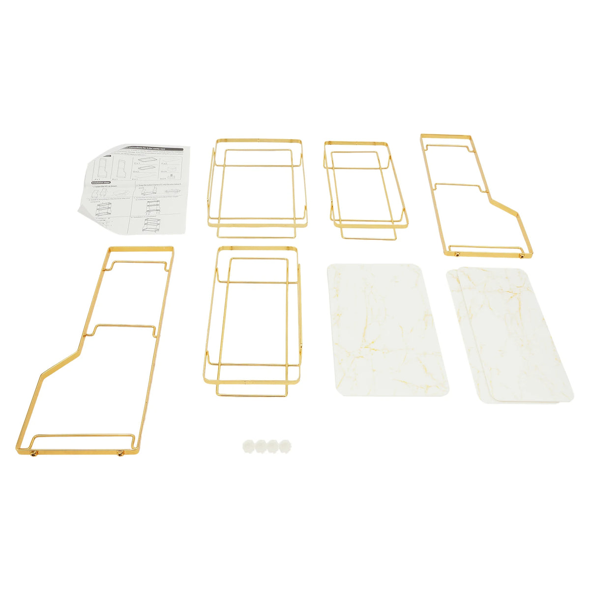 Gold Bathroom Countertop Organizer 3-Tier with Storage Basket