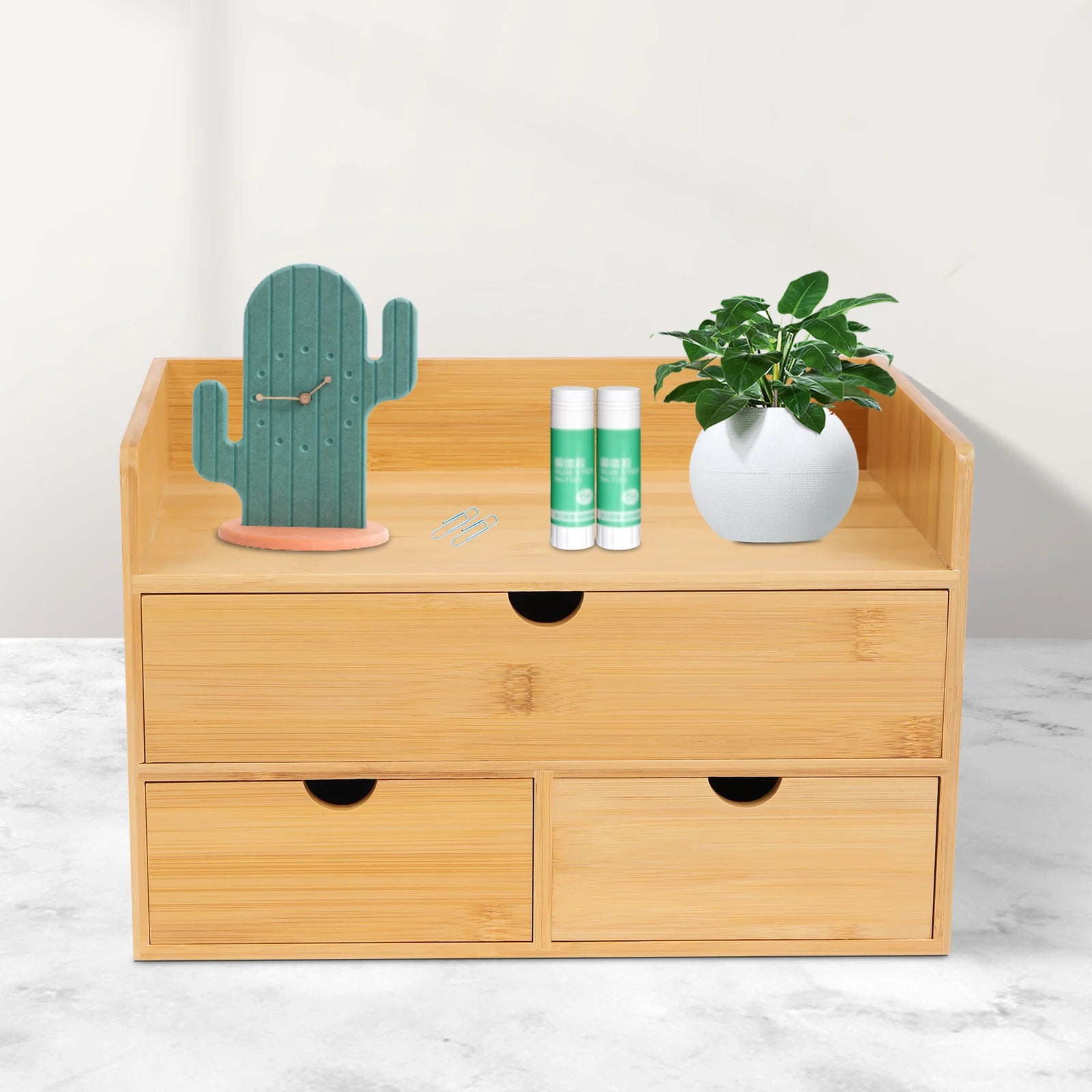 3 Drawer Mini Bamboo Desk Organizer