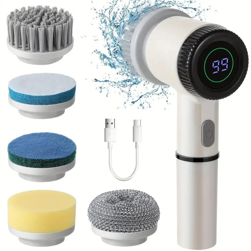 Cordless 3-Speed Spin Scrubber with 5 Brush Heads