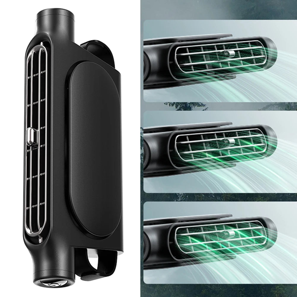 Car Headrest Cooling Fan USB Powered 3-Speed Rear Seat Ventilator (Black)