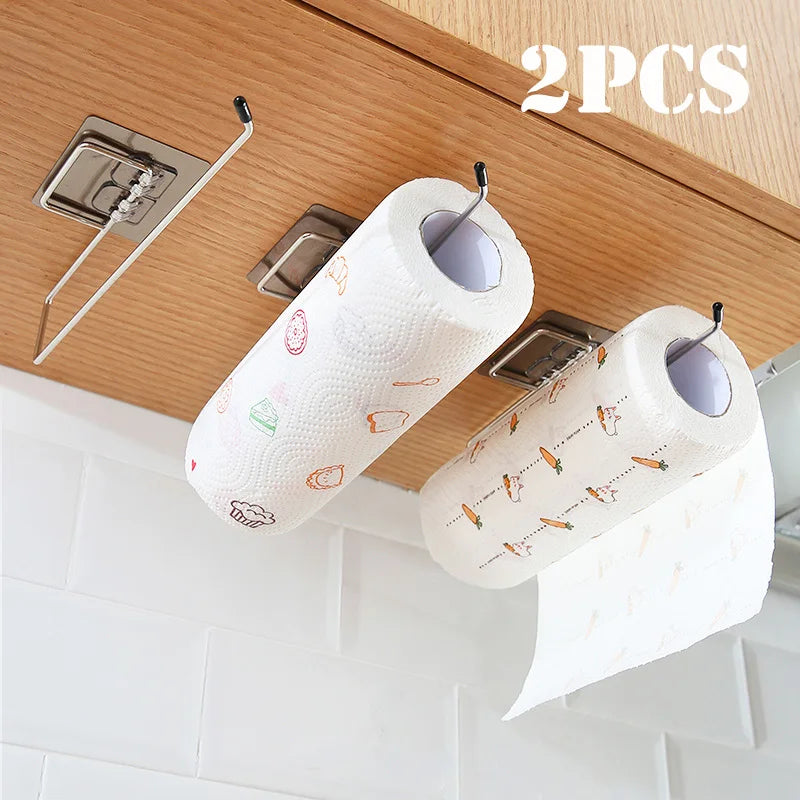 2 Pack Hanging Storage Toilet Paper Holder, Towel Rack for Bathroom Kitchen