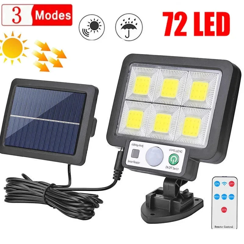 LED Solar Split Wall Lamp 72 LEDs 3 Mode Waterproof Solar Lamp For Garage Security Wall Light